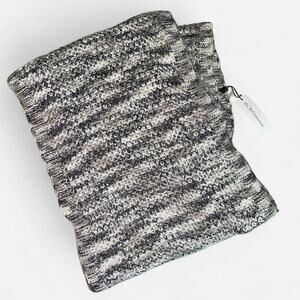 BCBGeneration Black Gray White Crochet Knit Eternity Scarf - NWT